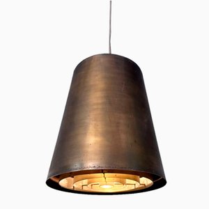 Brutalist Conical Bronze and Brass Metal Hanging Lamp, Germany, 1950s