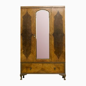 British Art Deco Burr Walnut Wardrobe from Jas Shoolbred, 1920s