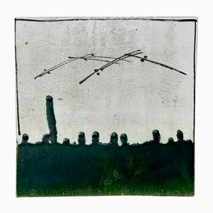 Taisho Oribe-Ware Toban Ceramic Tea Ceremony Tile, Japan, 1920s