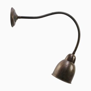 Industrielle Vintage Wandlampe aus Messing mit Schwanenhals