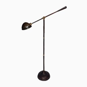 Leather Wrapped and Stitched Floor Lamp by Jacques Adnet, 1970s