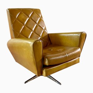 Mid-Century Modern Swivel Lounge Chair in Mustard Leatherette from de Sede, 1960s