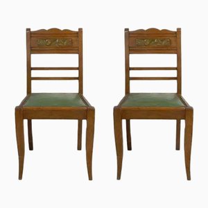 Art Deco Oak Dining Chairs, France, 1940s, Set of 2
