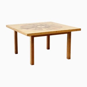 Table Basse Faite à la Main en Bois Marqueté, 1970s