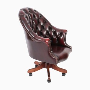 Vintage English Leather Directors Desk Chair, 1980s