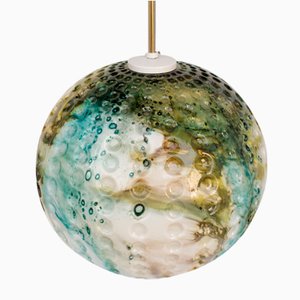 Lámpara colgante de cristal de Murano en verde y azul, años 70