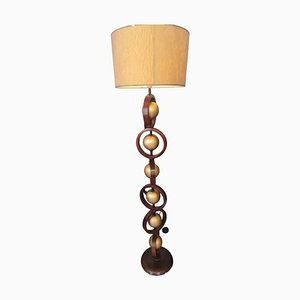 Spanische Mid-Century Holz Stehlampe