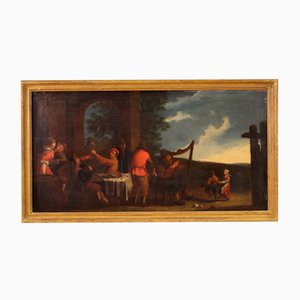 Bamboccianti School Artist, Genre Scene, 1650, Oil on Canvas, Framed