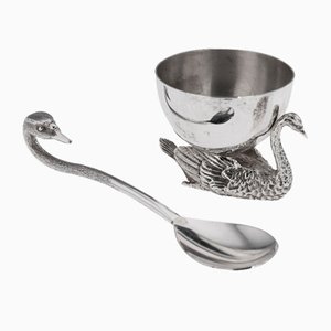 Cuchara y sal de plata en forma de cisne, siglo XX, Londres, 1992. Juego de 2