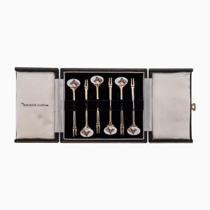 20th Century Silver Cased Cocktail Picks Horse Racing, 1960s, Set of 6