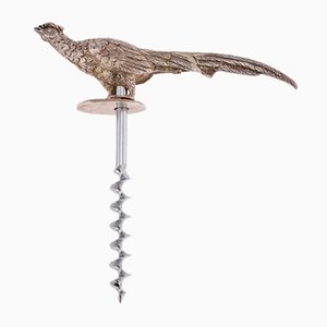 20th Century Silver Corkscrew in the Shape of Pheasant, England, 1991