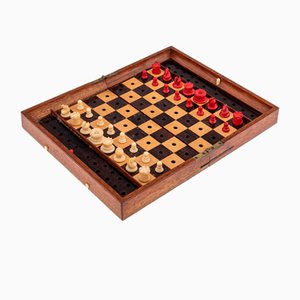 19th Century British Mahogany Cased Chess Set attributed to Jacques & Son, 1890s