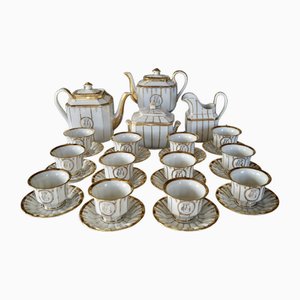 Servizio da tè antico in porcellana, Francia, 1840, set di 16