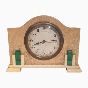 Alarm Clock in Galuchat, Ivory and Malachite, 1925