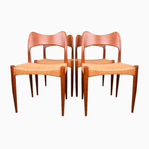 Danish Teak and Rope Chairs by Arne Hovmand Olsen for Mogens Kold, 1960s, Set of 4
