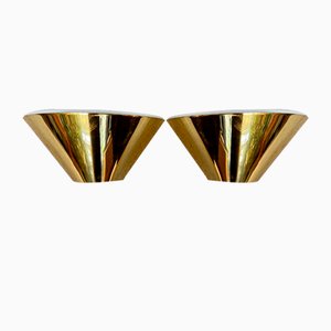 Cone-Shaped Brass Wall Lamps or Sconces from Glashütte Limburg, Germany, 1960s, Set of 2