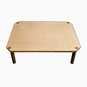 Large Italian Coffee Table in Steel and Brass, 1960s