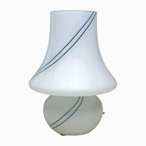 Lámpara de mesa Mid-Century de cristal de Murano blanco, Italia, años 60