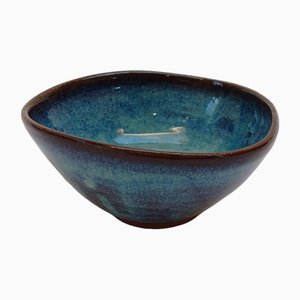 Studio Pottery Blue Bowl by Stephanie Kalan, 1960s