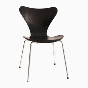 Schwarzer Modell 3107 Stuhl von Arne Jacobsen für Fritz Hansen, 1960er