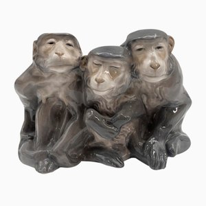 Tres monos de Knud Kyhn para Royal Copenhagen, Dinamarca, 1920
