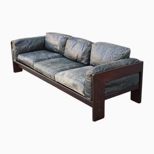 Schwarzes Bastiano Ledersofa von Tobia Scarpa für Gavina, 1960er