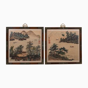 Chinese Embroidered Yangtze River Scenes, Set of 2