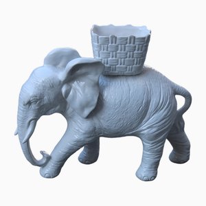 Large White Ceramic Elephant Sculpture from Vivai del Sud, Italy, 1960s