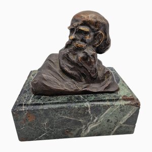 E. Caillouet, Escultura de Tolstoi, 1904, Bronce