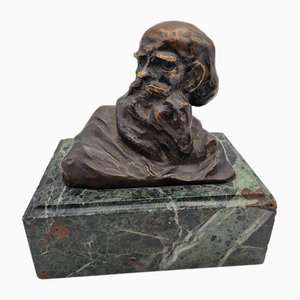 E. Caillouet, Tolstoi Skulptur, 1904, Bronze