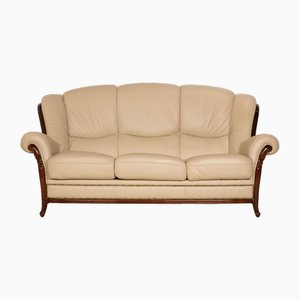 Drei-Sitzer Sofa aus cremefarbenem Leder von Nieri Victoria