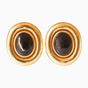 Vintage 18k Yellow Gold Earrings with Onyx, Set of 2