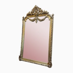 Specchio grande in stile francese in legno dorato