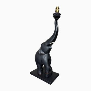 Vintage Ebonised Elephant Table Lamp