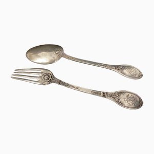 Neoklassizistisches Gorini Silberbesteck von Minerva Hallmark, 2er Set