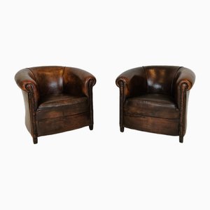Vintage Sheep Leather Chairs, Set of 2