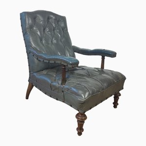 Antique Library Chair in Leather, 1860s
