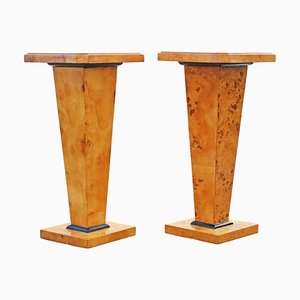 Late 20th Century Burr Yew Pedestal Lamp or Side Tables, 1990s, Set of 2