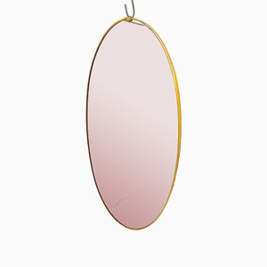 Oval Brass Mirror in the style of Gio Ponti, Italy, 1950s