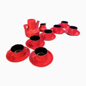 PV Coffee Set in the style of Bitossi, Italy, 1970s, Set of 14