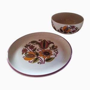 Plat et Bol Bali, Belgique, 1970s, Set de 2