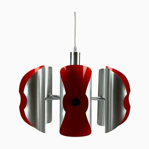 Space Age 6-Flame Sputnik Chandelier in Chromed Metal, 1970s