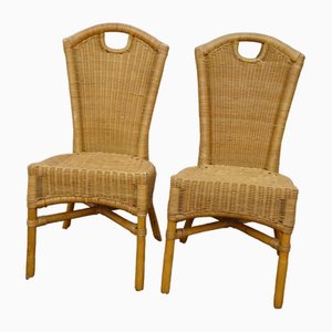 Wicker and Rattan Chairs, 1980s, Set of 2