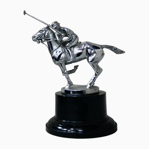 Mascotte per auto Louis Lejeune Polo Player in bronzo, anni '30