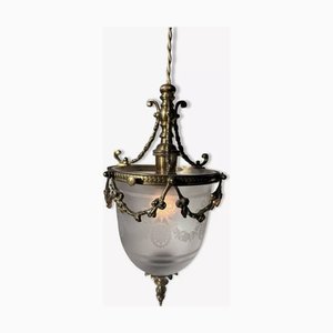 Deckenlampe aus Bronze und Kristallglas