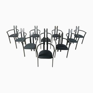 Postmodern Italian Dining Chairs with Armrests, 1980s, Set of 10