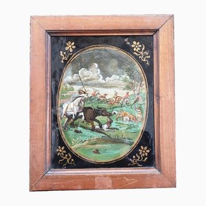 Indo-Portuguese Artist, The Buffalo Hunt, 18th Century, Artwork Under Glass