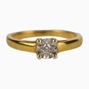 Vintage Gold Ring with Diamond, France