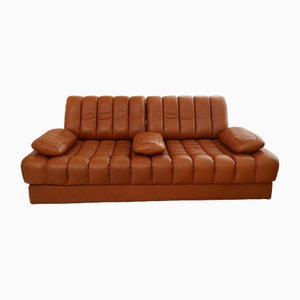 Sofá o sofá cama Ds 85 vintage de cuero de de Sede, años 70