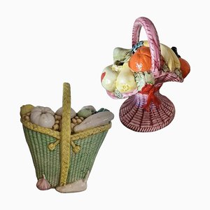 Mid-Century Spanish Baskets with Vegetables and Fruits, Set of 2